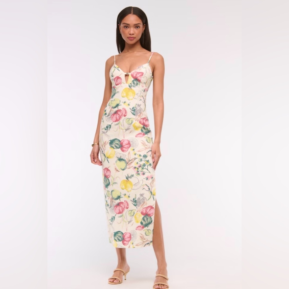 A&F Premium Linen Cutout Midi Dress